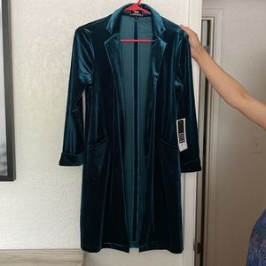 Velvety long blazer